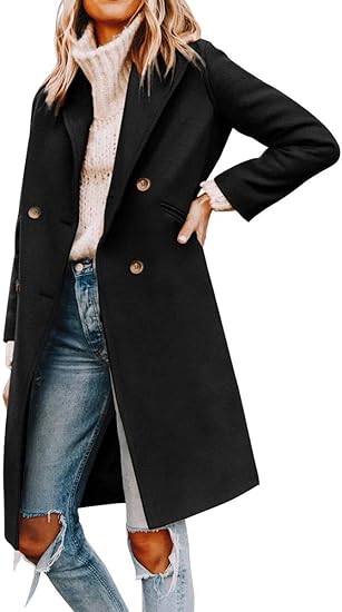 Womens Notched Lapel Collar Coat