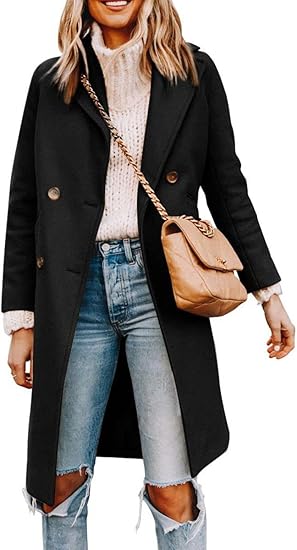 Womens Notched Lapel Collar Coat