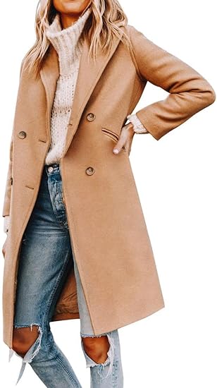 Womens Notched Lapel Collar Coat