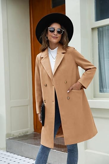 Womens Notched Lapel Collar Coat