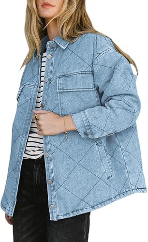 Denim Jacket for Women Fashion Solid Oversized Long Sleeve