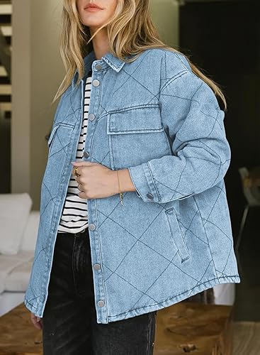 Denim Jacket for Women Fashion Solid Oversized Long Sleeve